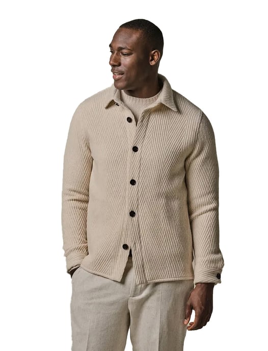 Overshirt Profuomo beige effen wol - Image 1