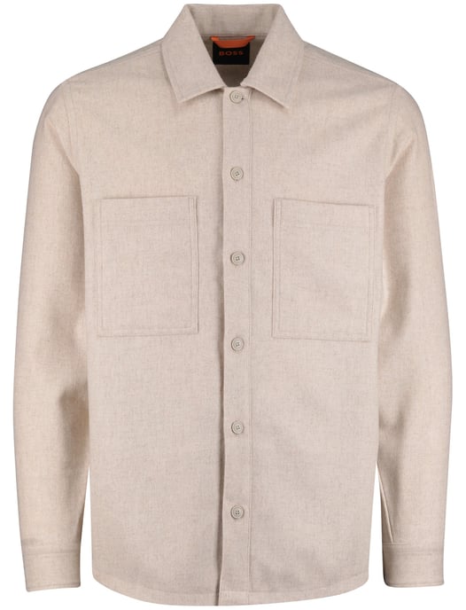 Boss overshirt beige normale fit effen - Image 3