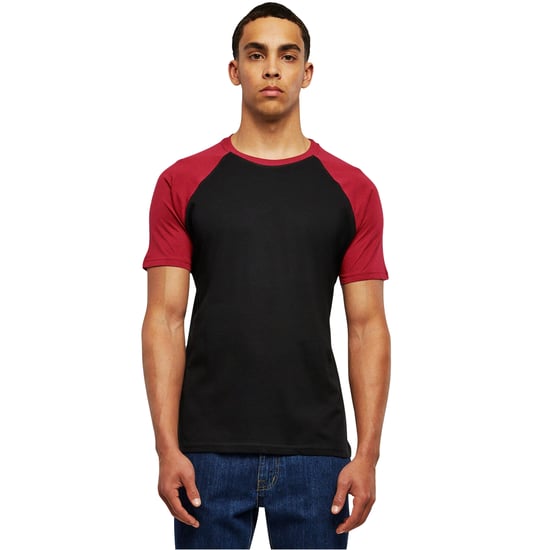 Urban Classics Heren Contrast Raglan T-shirt (Zwart/Bourgondië) - Image 3