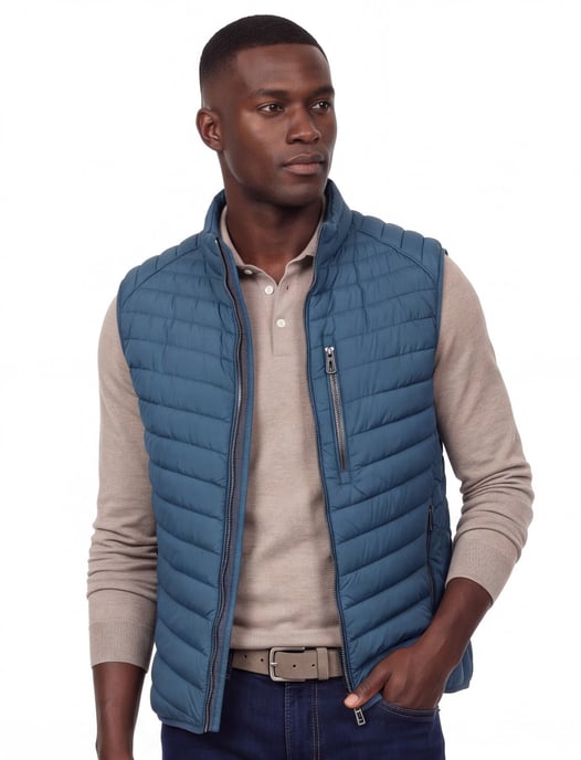Bodywarmer Casa Moda blauw met borstzak - Image 1
