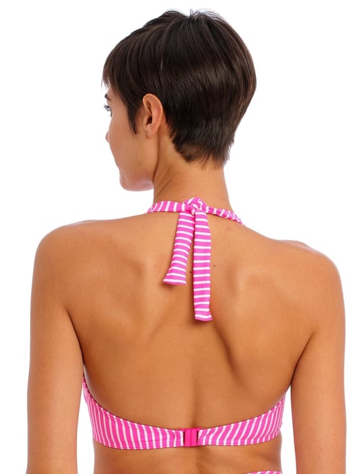 Freya Jewel Cove Underwired Halter Bikini Top - Stripe Raspberry - Image 2
