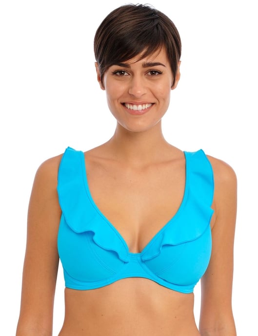 Freya Jewel Cove High Apex Bikini Top - Plain Turquoise - Image 1