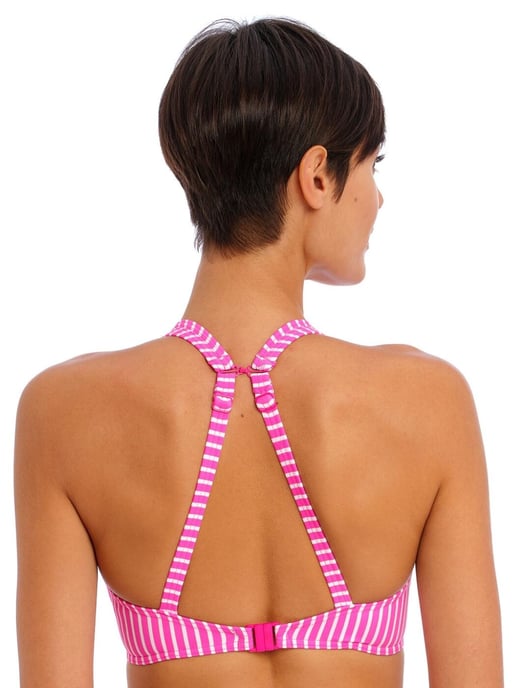 Freya Jewel Cove High Apex Bikini Top - Stripe Raspberry - Image 3