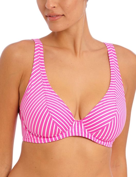 Freya Jewel Cove High Apex Bikini Top - Stripe Raspberry - Image 5