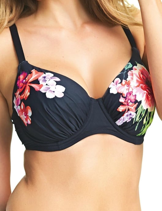 Fantasie Mustique Gathered Full Cup Bikini Top - Black/Floral - Image 4