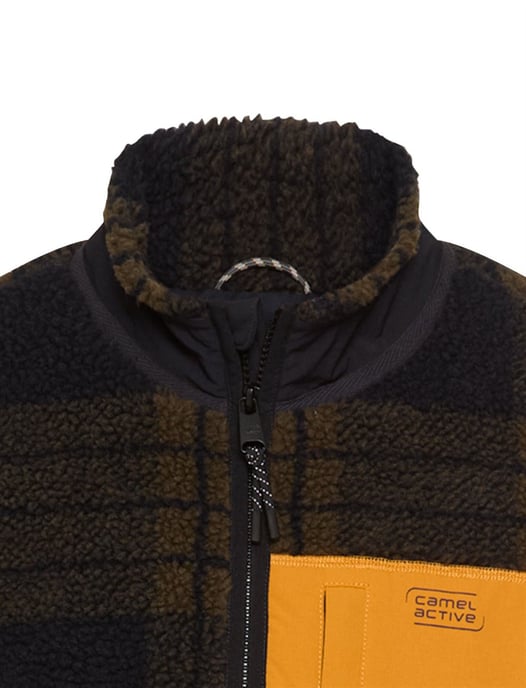 vest Camel Active fleece donkerbruin met borstzak - Image 3