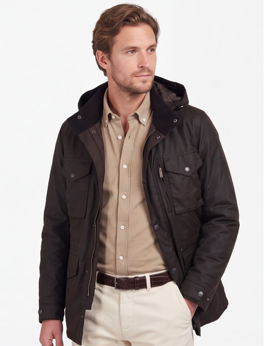 Barbour winterjas bruin effen normale fit - Image 1