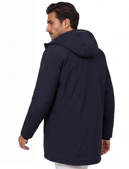 winterjas People of Shibuya donkerblauw effen rits normale fit - Image 2
