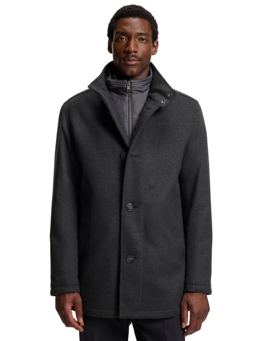 Boss Black H-Coxtan effen grijs winterjas wol normale fit - Image 1