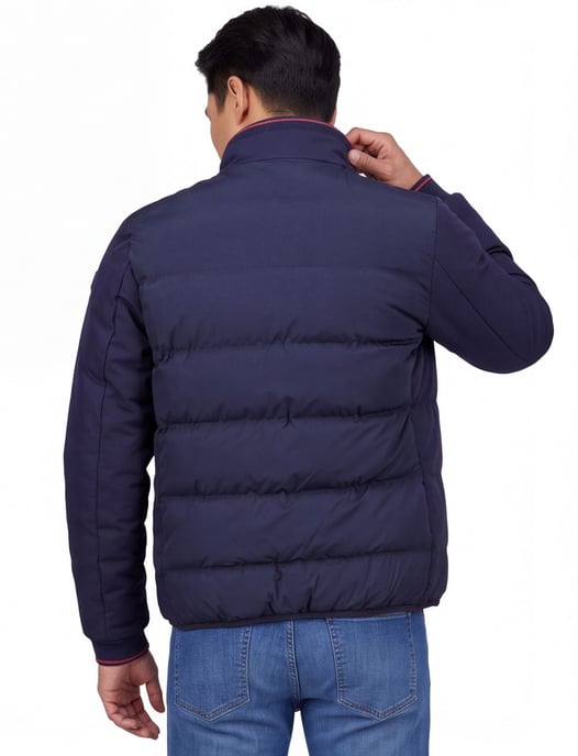 effen donkerblauwe puffer jas NZA - Image 2