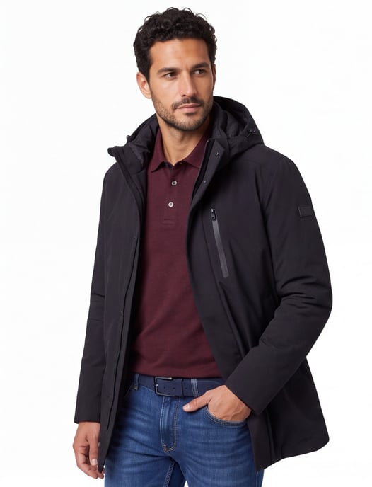 Winterjas Pierre Cardin Zwart enkele borstzak - Image 1