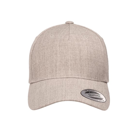 Flexfit YP Classics Gebogen 5 Paneel Snapback Cap (Heide Grijs) - Image 3