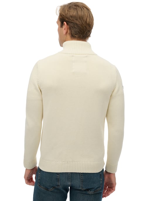 Superdry trui creme half zip katoen gebreid met boord - Image 2