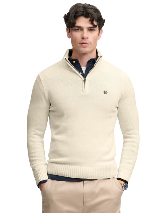 Trui Superdry half zip creme grof gebreid - Image 1