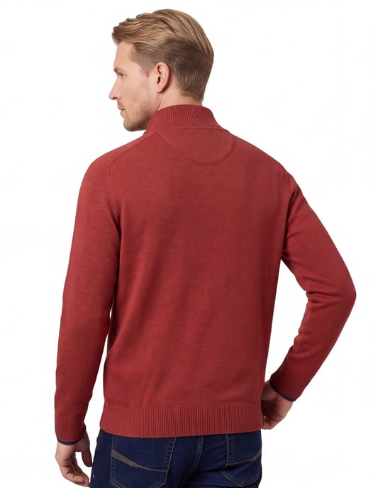 Fynch Hatton Troyer-zip rood katoen casual fit - Image 2