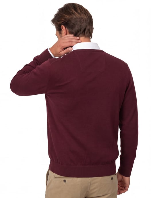Casa Moda Pima cotton pullover bordeaux effen - Image 4