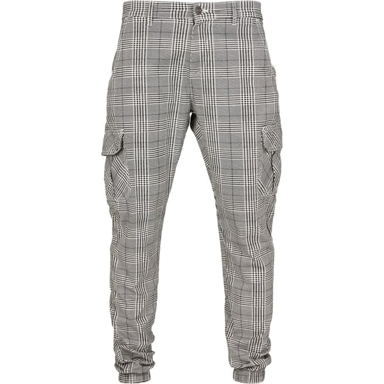 Urban Classics Heren Glencheck Cargo Joggingbroek met all-over print (Wit/zwart) - Image 1