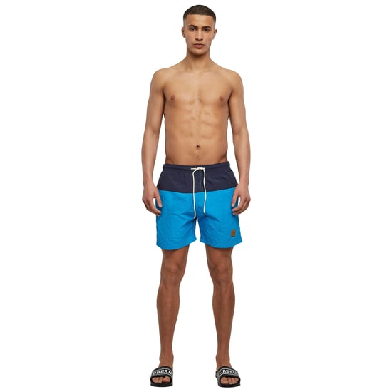 Urban Classics Mens Block Swim Shorts (Navy/Turquoise) - Image 1