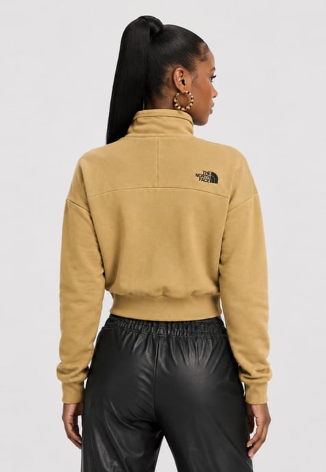 The North Face Womens 1/4 Zip Fleece Sweat in Tan - Image 2