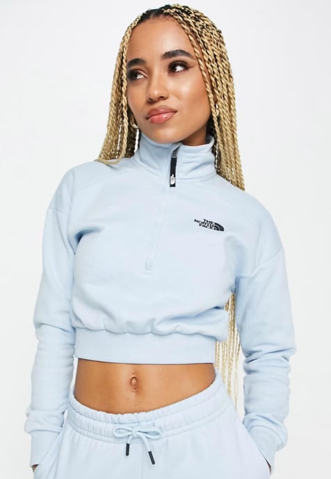 The North Face Womens 1/4 Zip Fleece Sweat in Beta Blue - Image 1