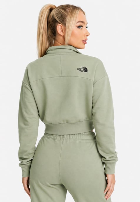 The North Face Womens 1/4 Zip Fleece Sweat in Tea Green - Image 2