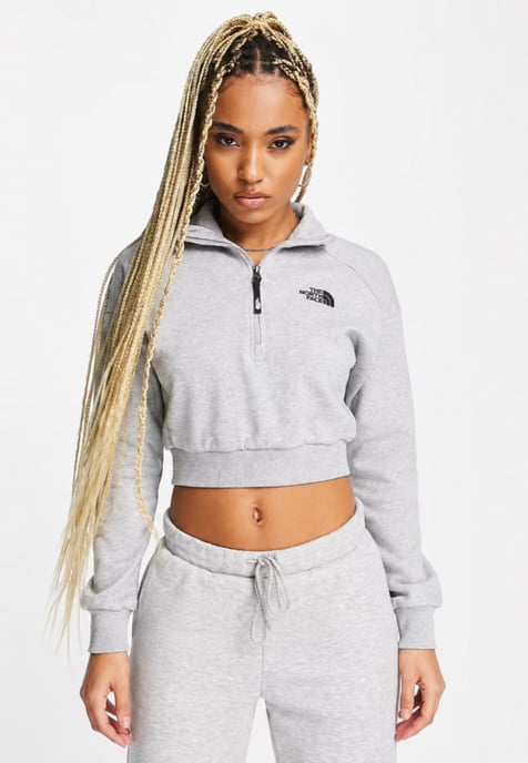 The North Face Womens 1/4 Zip Fleece Sweat in Light Grey - Image 1