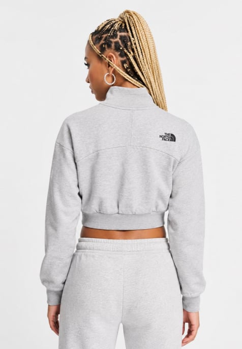 The North Face Womens 1/4 Zip Fleece Sweat in Light Grey - Image 2