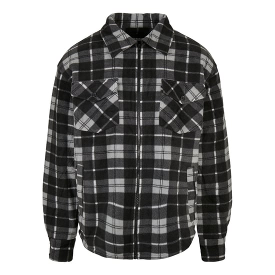 Urban Classics Heren geruite Teddy gevoerde overhemdjas (Zwart/Wit) - Image 1