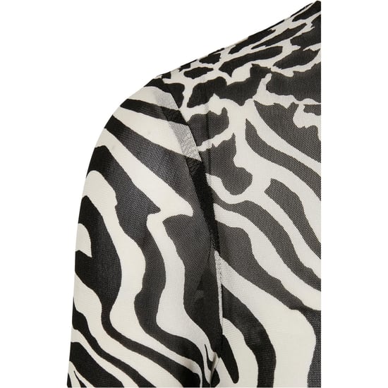 Urban Classics Dames/Dames Mesh Schildpadhals Top met All-Over print en lange mouwen (Wit/zwart) - Image 3