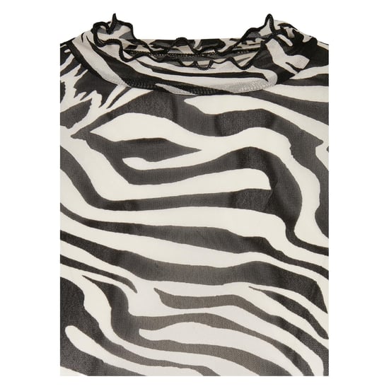 Urban Classics Dames/Dames Mesh Schildpadhals Top met All-Over print en lange mouwen (Wit/zwart) - Image 4