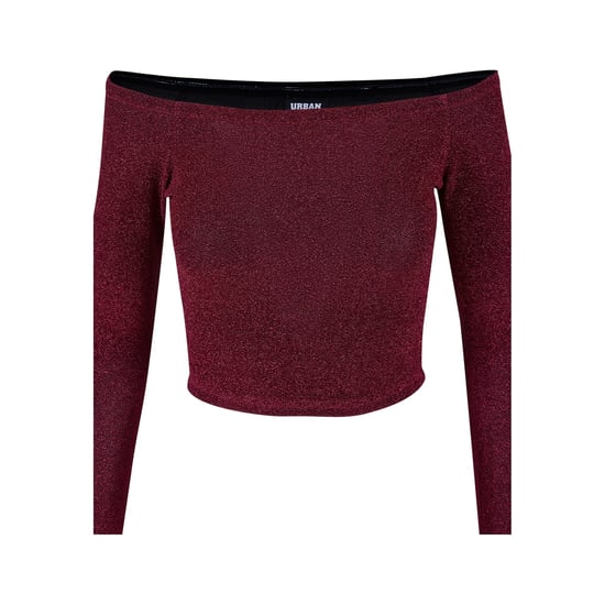 Urban Classics Dames/Dames Glitter Off Shoulder Top met Lange Mouwen (Bourgondië) - Image 2