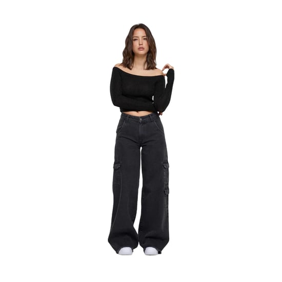 Urban Classics Dames/Dames Glitter Off Shoulder Top met Lange Mouwen (Zwart) - Image 1