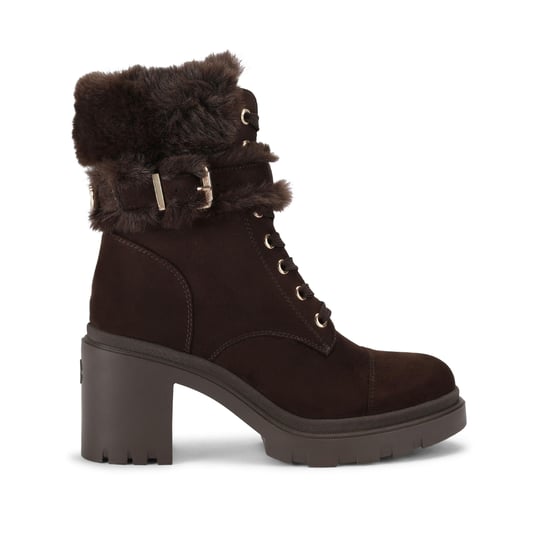 Carvela Suedette Boulder Fur Lace Up Boots - Image 1