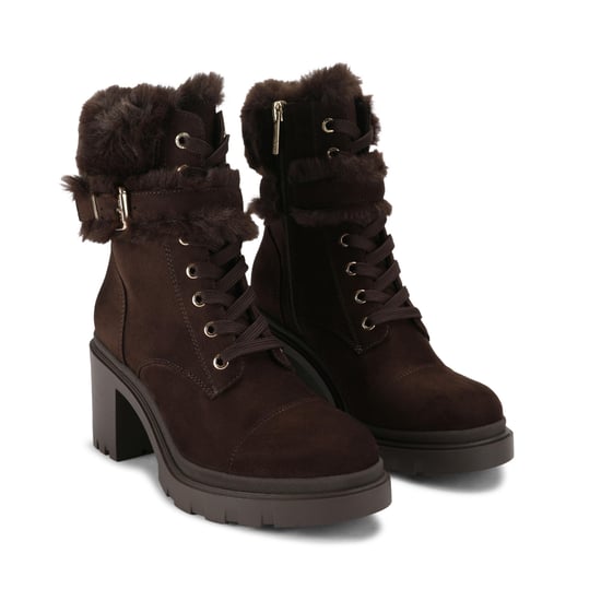 Carvela Suedette Boulder Fur Lace Up Boots - Image 2