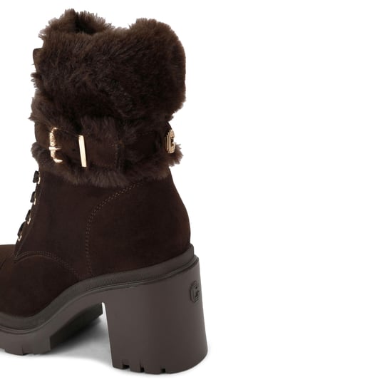 Carvela Suedette Boulder Fur Lace Up Boots - Image 4