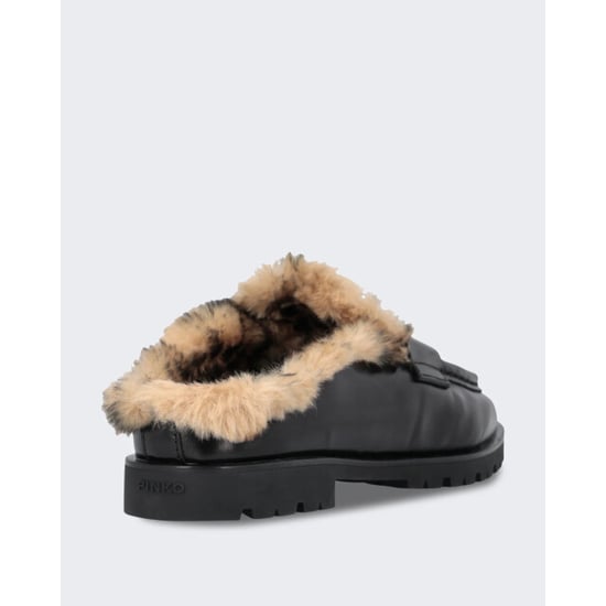 Pinko Dames nora sabot van luxe kalfleer met bont - Image 2