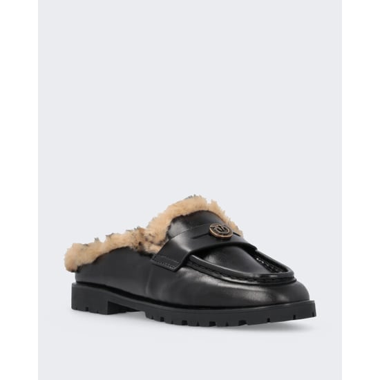 Pinko Dames nora sabot van luxe kalfleer met bont - Image 4