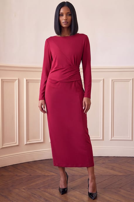 Ruched Waist Midi Dress - Image 1