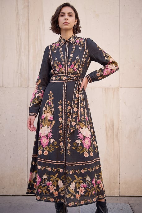 Bordered Floral Dress - Image 1
