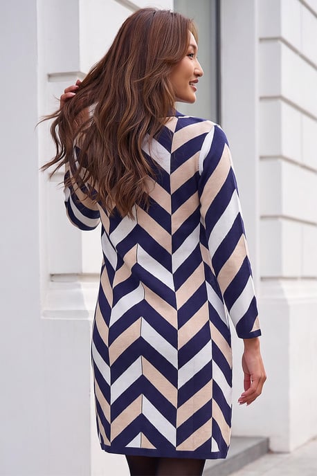 Chevron Collared Knit Dress - Image 3