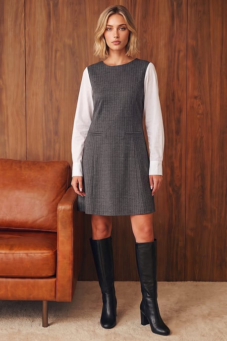Pinstripe Stretch Dress - Image 1