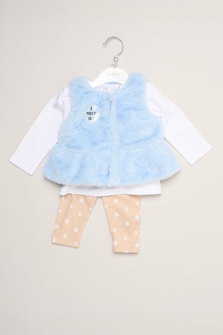 Faux Fur Gilet Set with Goose T-Shirt & Leggings - Image 2
