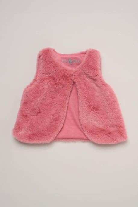 Faux Fur Gilet Set with Floral Bow T-Shirt & Leggings - Image 2