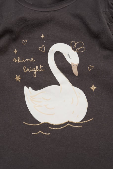 Faux Fur Gilet Set with Swan T-Shirt & Leggings - Image 4