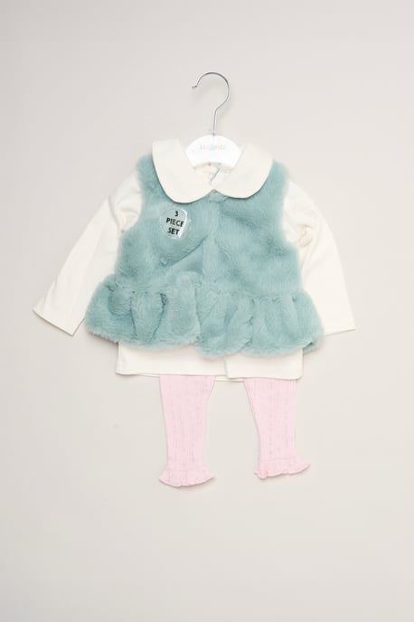 Faux Fur Gilet Set with Long Sleeve T-Shirt & Leggings - Image 6