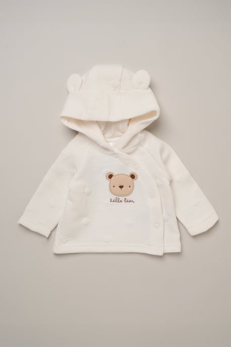3 Piece Bear Quilted Jacket Outfit Set with Plush Toy - Image 2