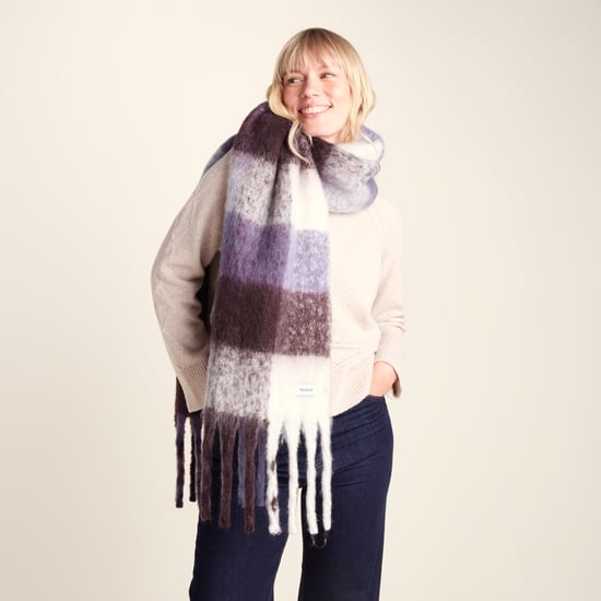 Freda Heavyweight Brushed Checked Blanket Scarf - Huckleberry Check - Image 4