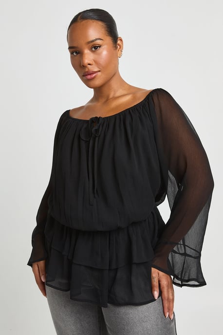 Plus Chiffon Blouson Top - Image 1