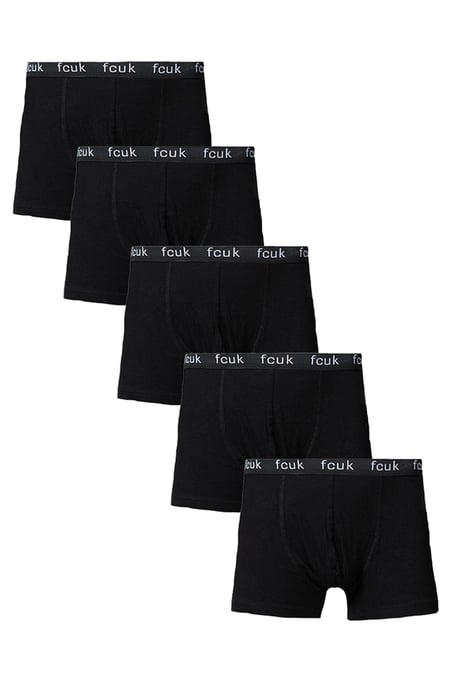 Black 5 Pack Fcuk Cotton Stretch Boxers - Image 1