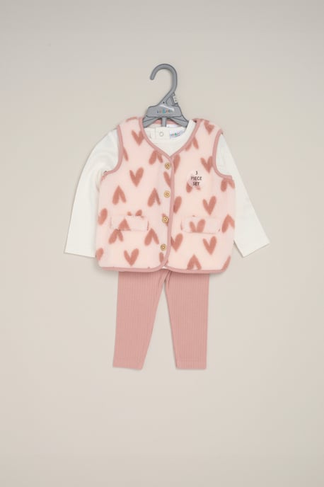 3 Piece Bodysuit, Borg Gilet and Flared Legging Set - Image 2